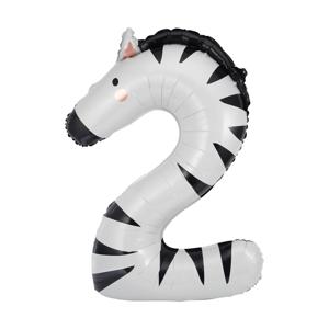 Zebra Number 2 Foil Balloon
