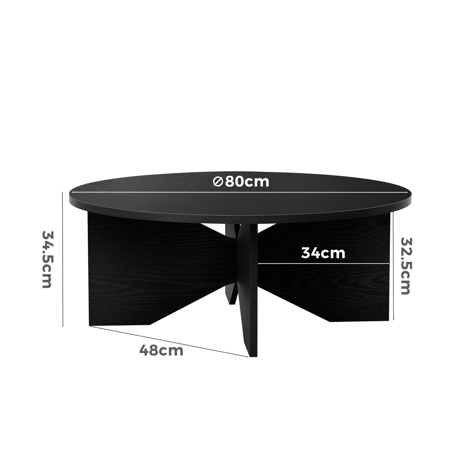 3 Alfordson Coffee Table Modern Round Table X-shape Wooden Legs Living Room - Oak, 3 of 10