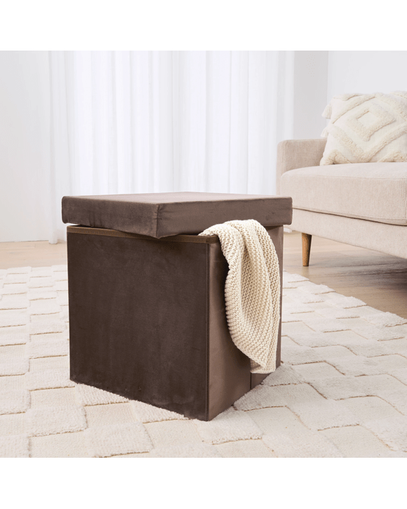 Square Storage Ottoman - Chocolate