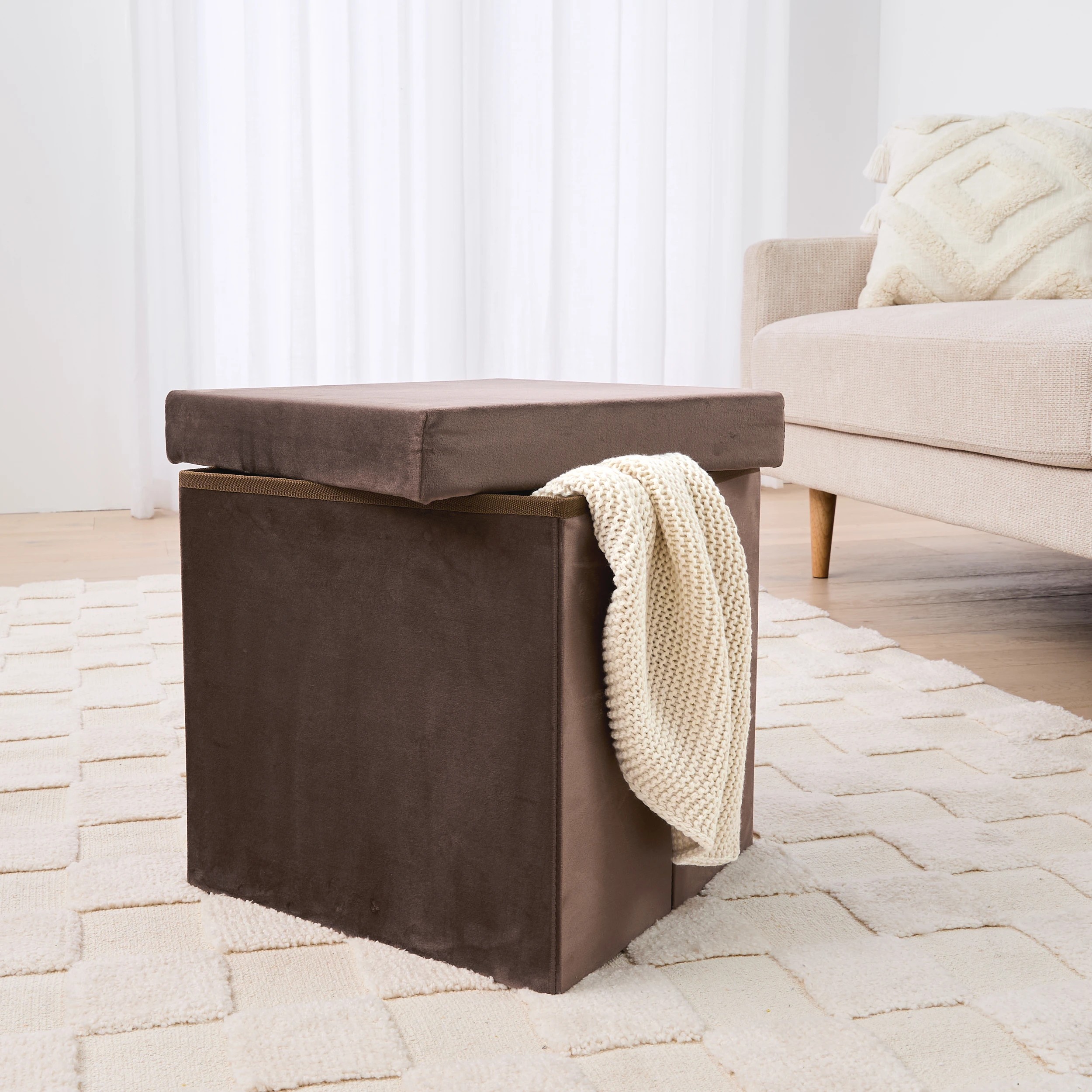 1 Square Storage Ottoman - Chocolate, 1 of 10