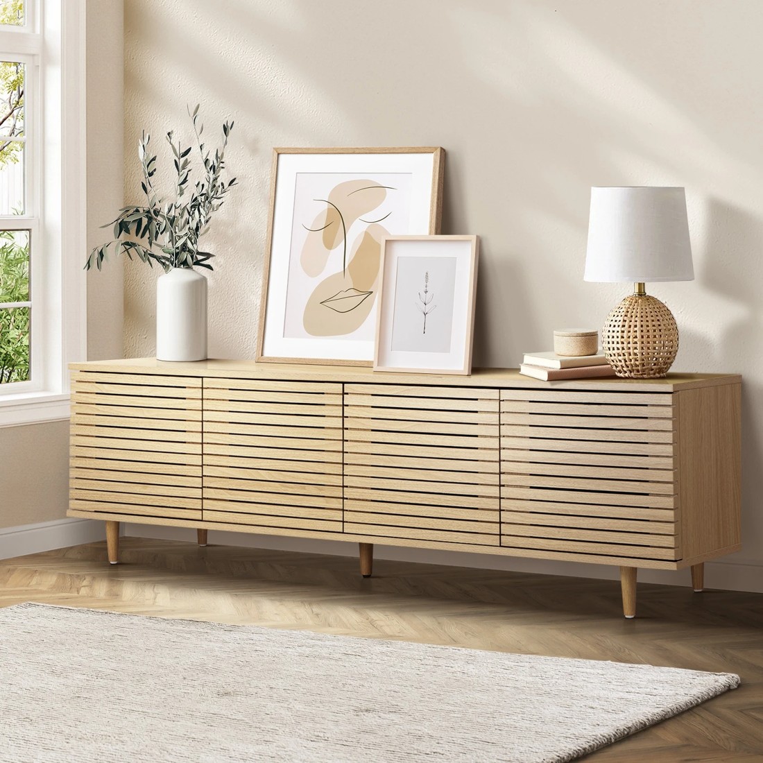 2 Oikiture Tv Cabinet Entertainment Unit 160cm
 - Natural, 2 of 10