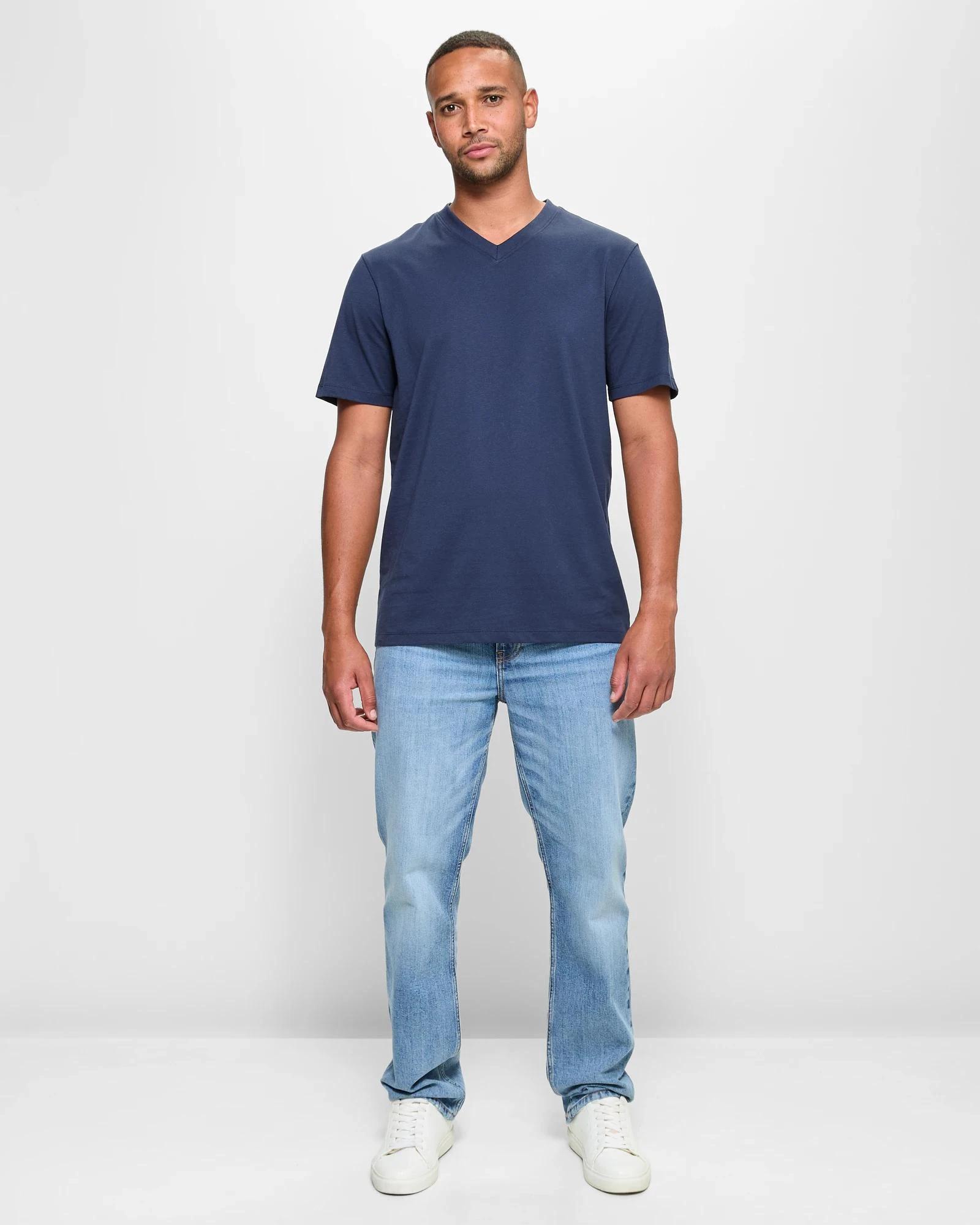 2 Target Australian Cotton V-Neck T-Shirt NAVY BLUE, 2 of 5