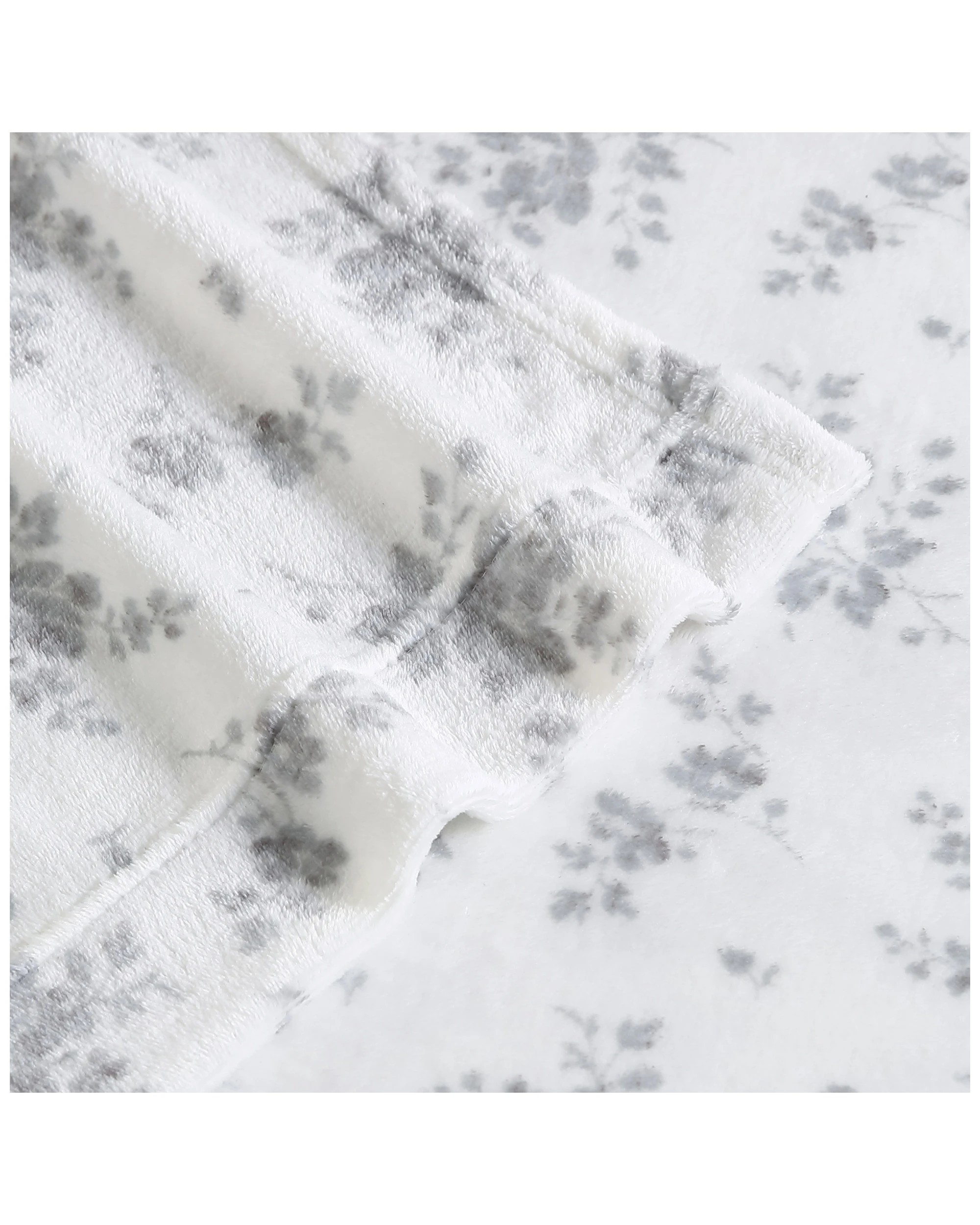 2 Ardor Printed Fleece Sheet Set Ultra Soft Polyester Floral Single Brushed Finish - Single Bed - Grey, 2 of 5