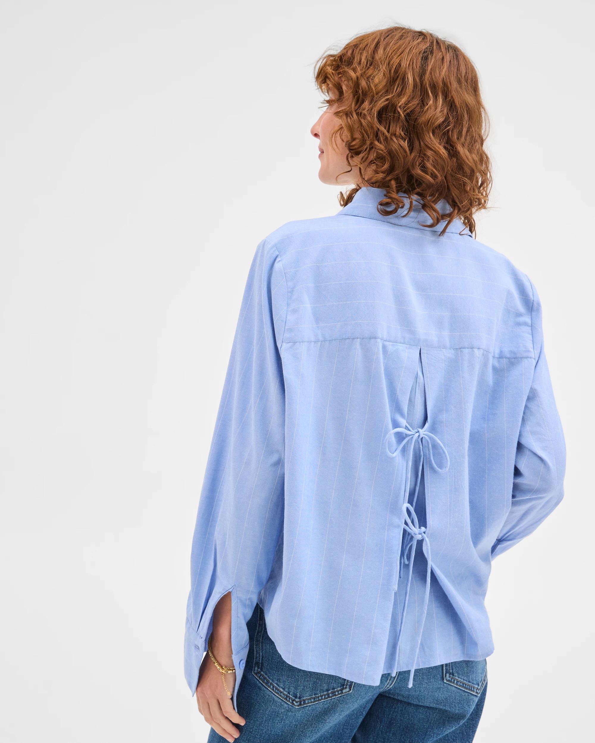 7 Target Woman Long Sleeve Tie Back Shirt PERIWINKLE STRIPE, 7 of 7