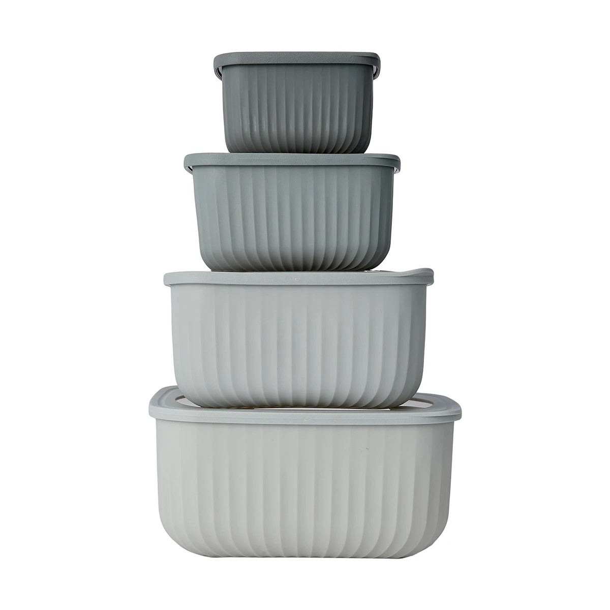 1 4 Piece Rectangle Nested Food Storage Set - Grey, 1 of 10
