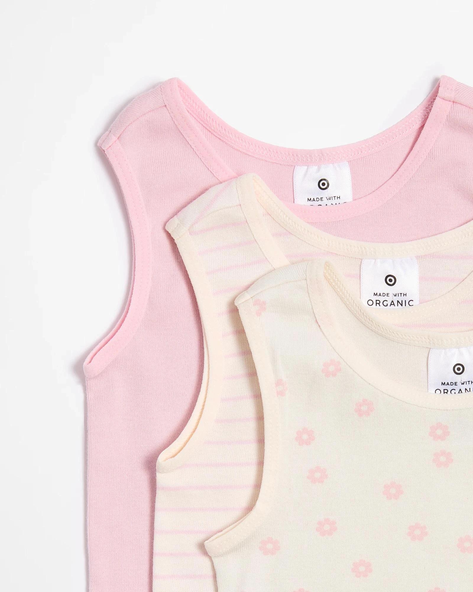 2 Target Baby Baby Organic Cotton Vests 3 Pack - Cars FLOWERS, 2 of 2