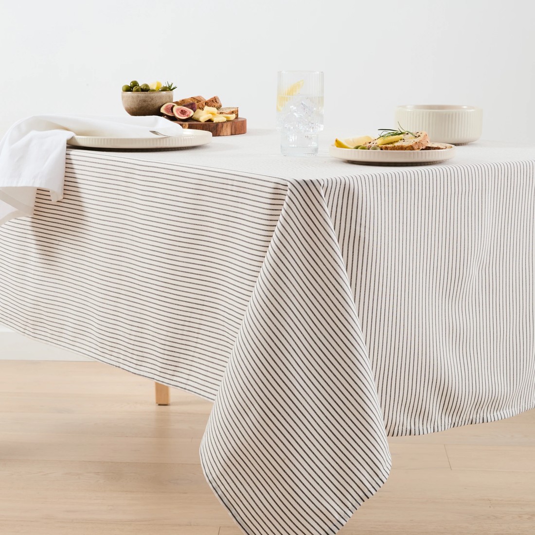 1 Stripe Tablecloth - Charcoal, 1 of 5