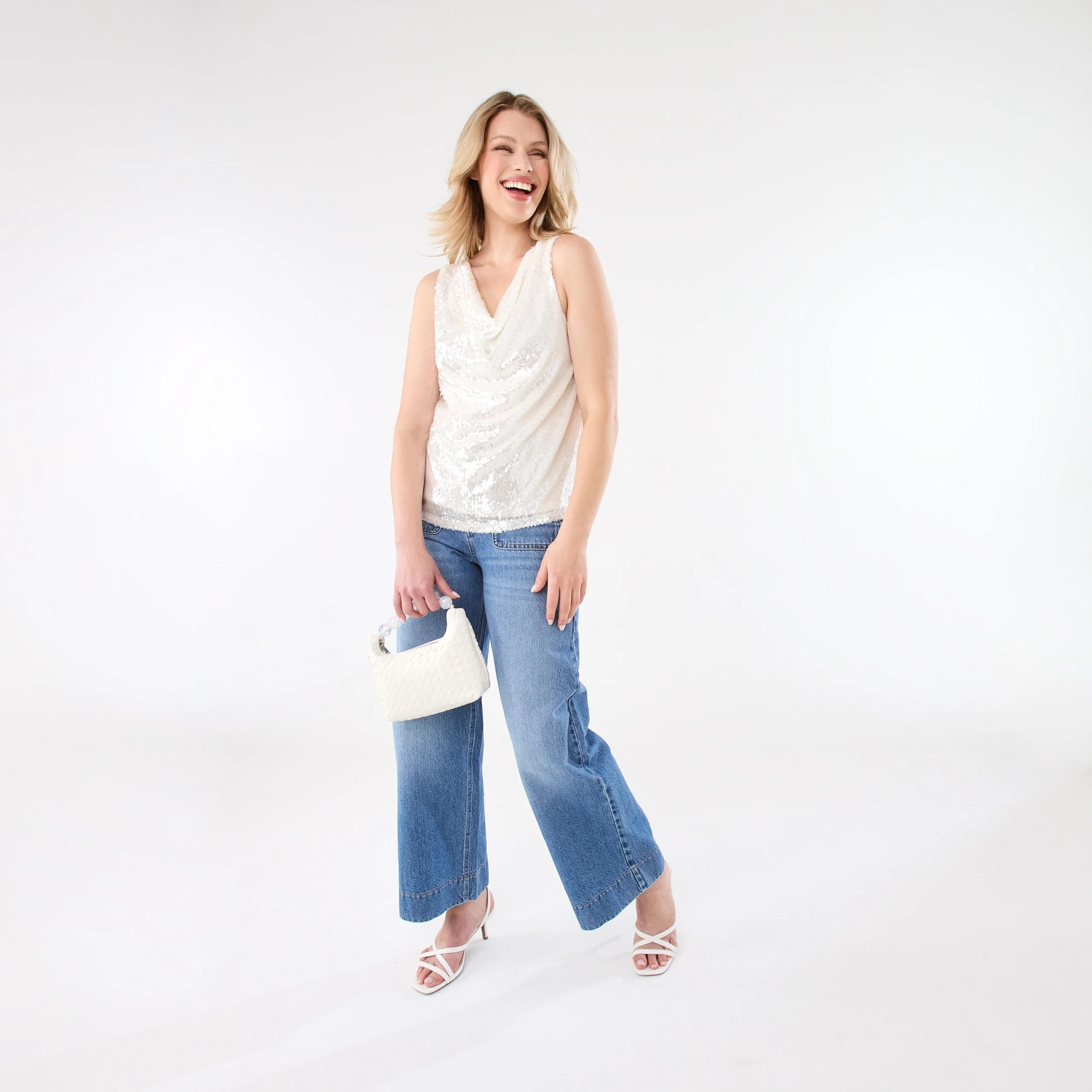 3 Beaded Handle Clutch White, 3 of 6