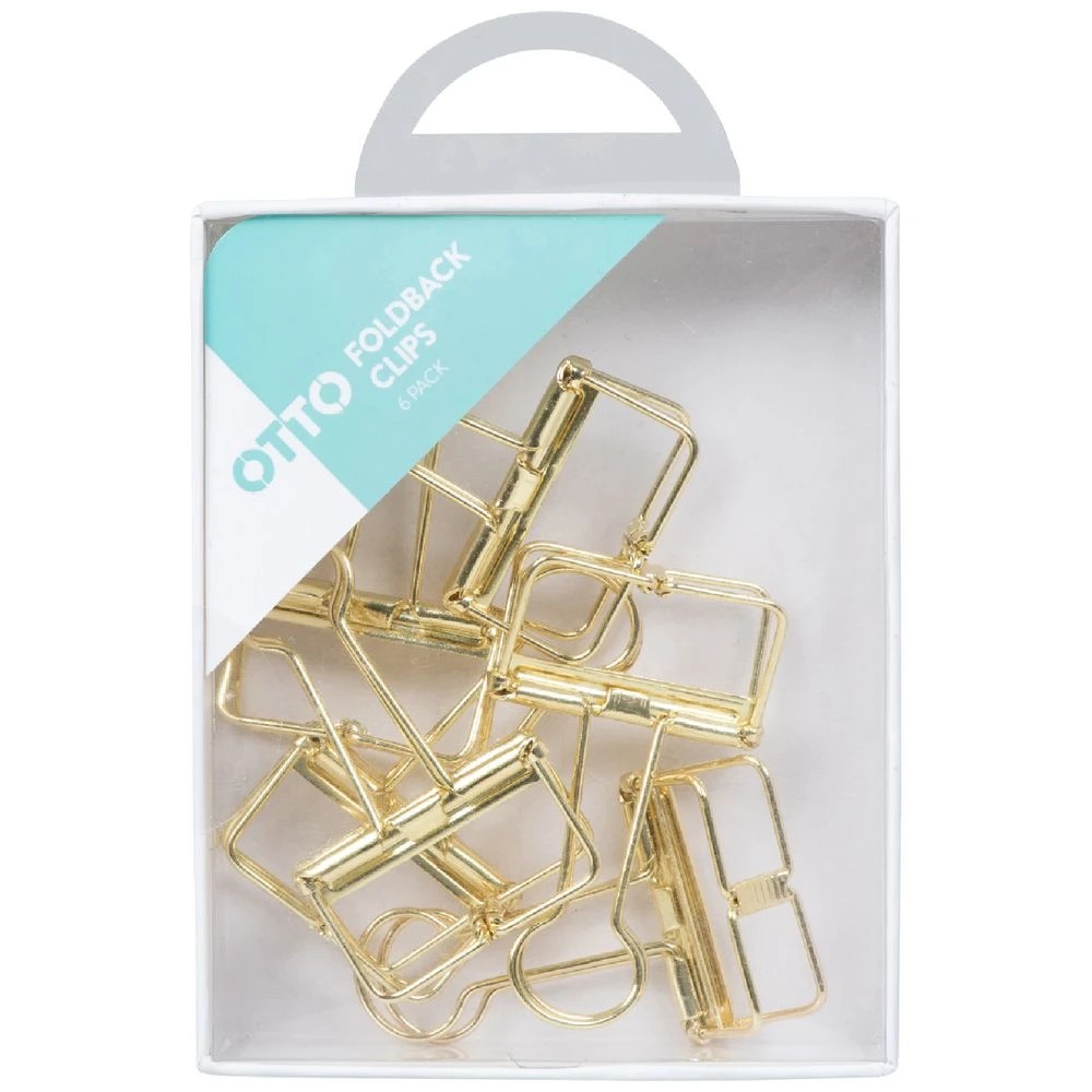 1 Otto Foldback Clips 19mm Gold 6 Pack, 1 of 2