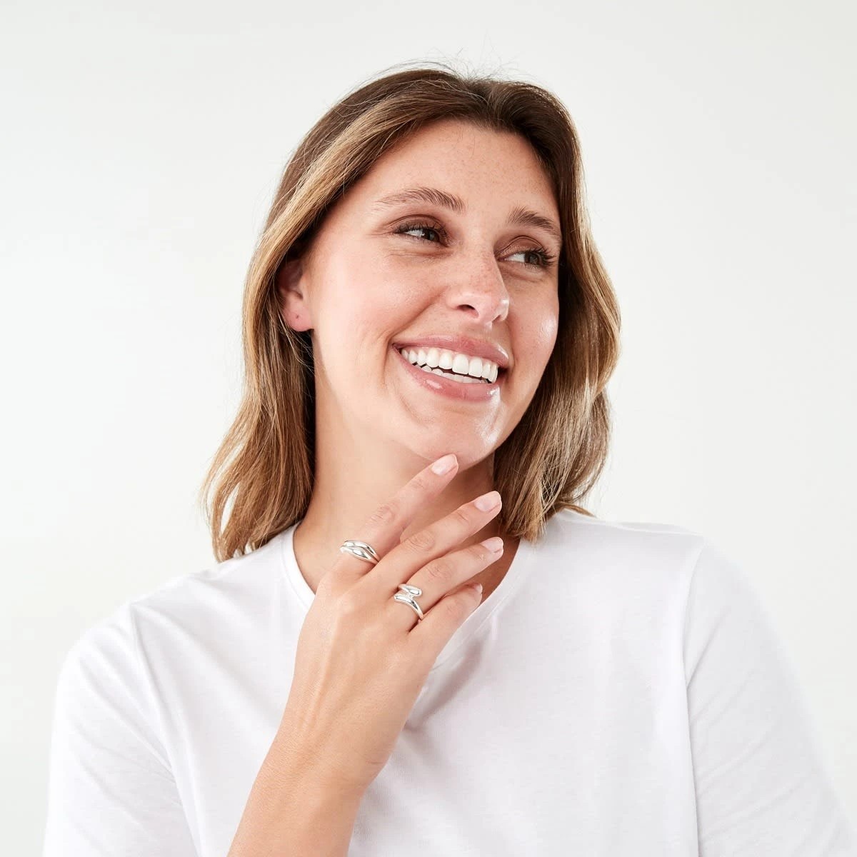 4 5 Pack Teardrop Rings - Silver Tone, 4 of 5