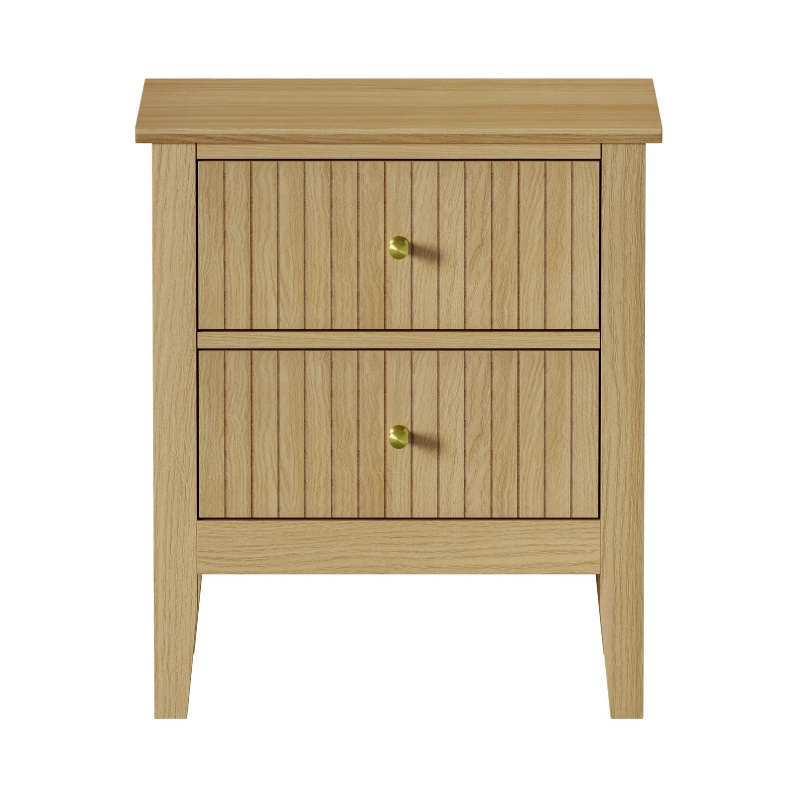 7 Oikiture 2pc Bedside Table 2 Drawers Nightstand Cabinet Gold Handle - Natural, 7 of 8
