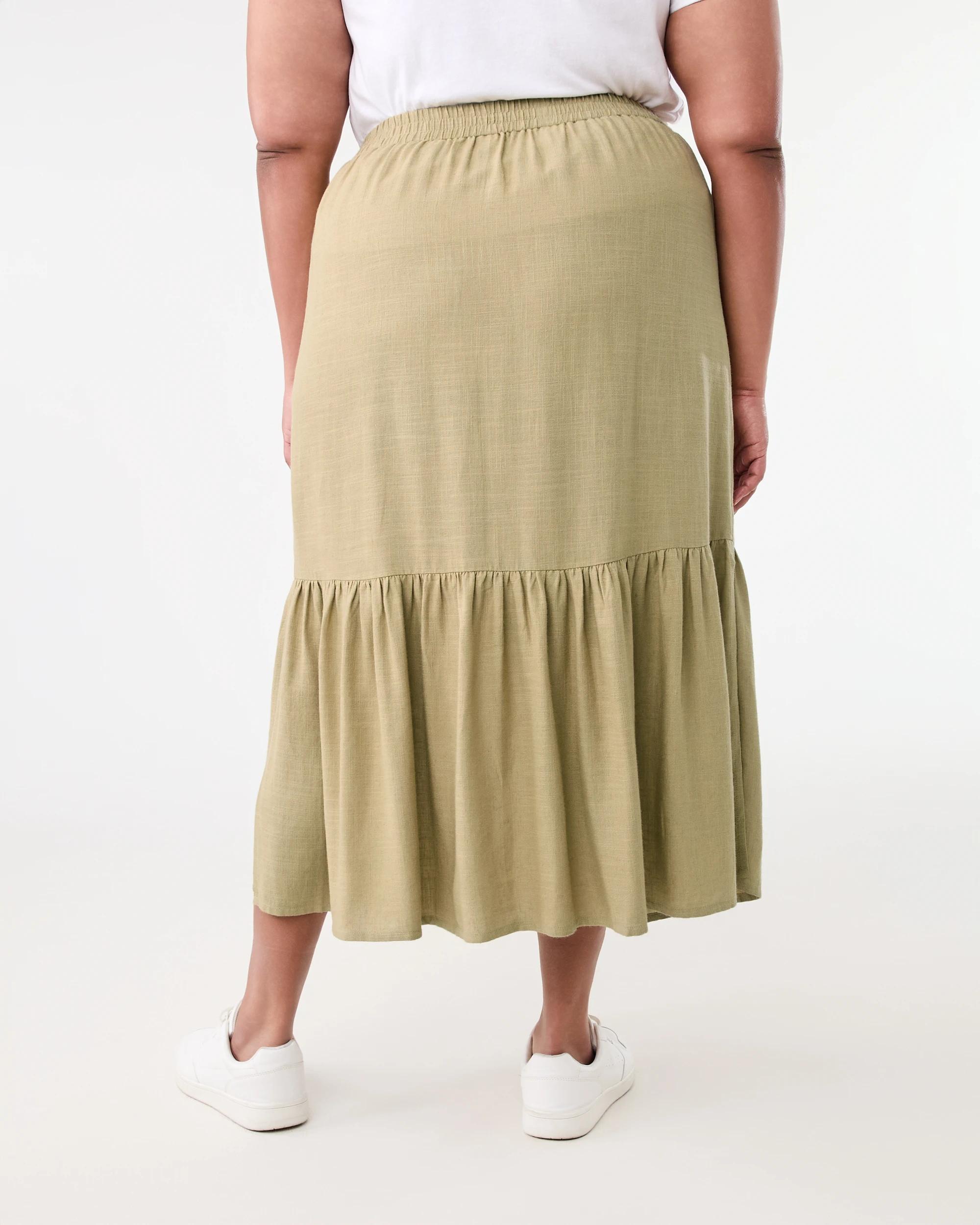 3 Curve Tiered Midi Skirt Urban Grn, 3 of 5