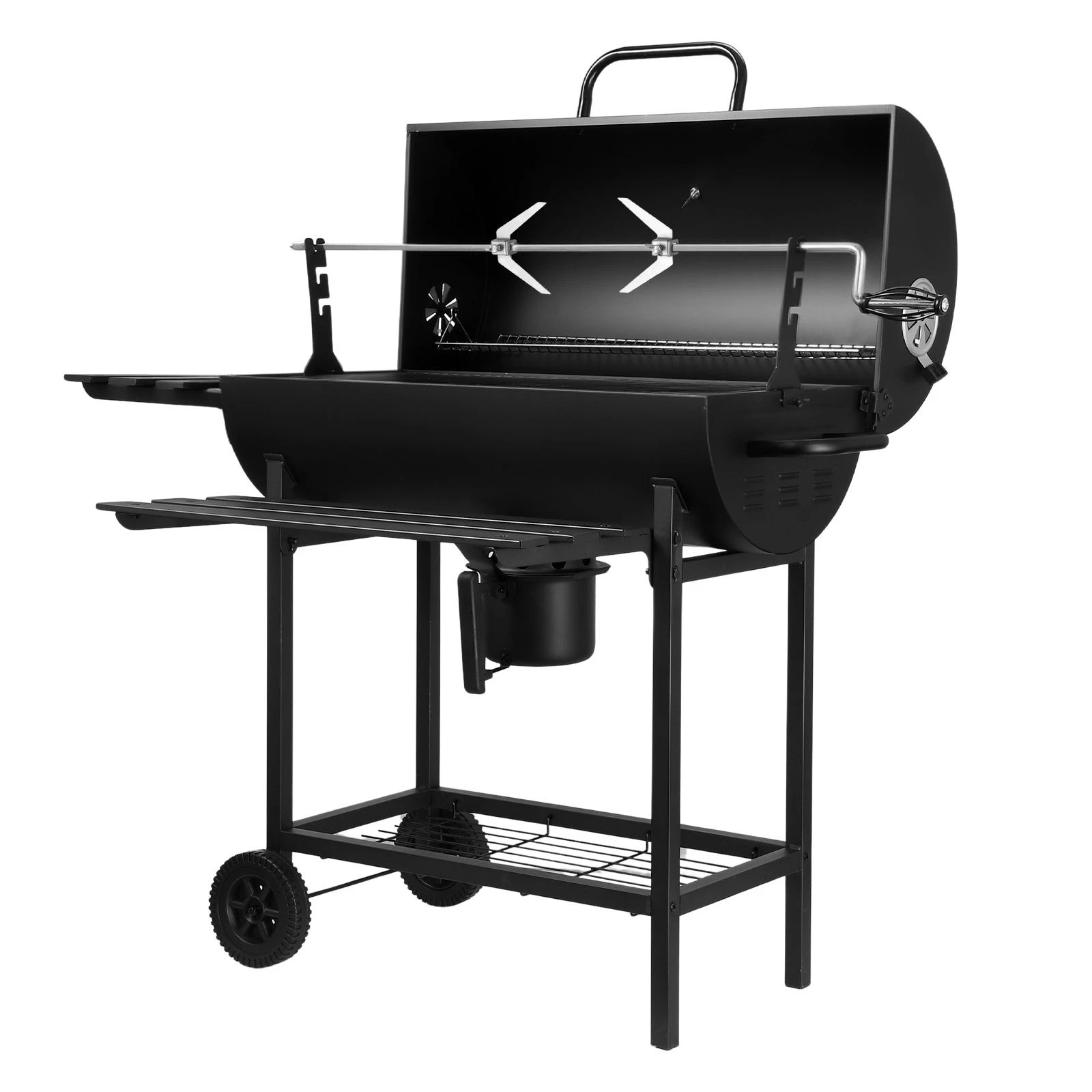 2 Ausway Charcoal BBQ Grill Trolley with Rotisserie Spit for Outdoor Camping & Backyard Barbecues, 2 of 7