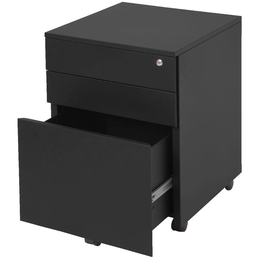 2 Rapidline 3 Drawer Mobile Pedestal Black Cabinets Pedestals, 2 of 3