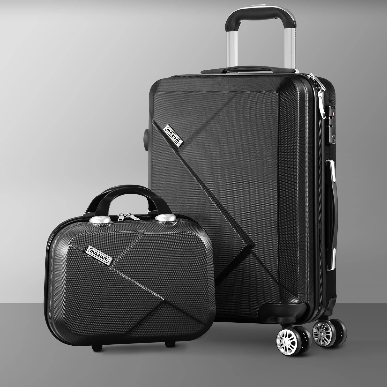 3 Mazam 2PCS Luggage Suitcase Trolley Set - Black, 3 of 8