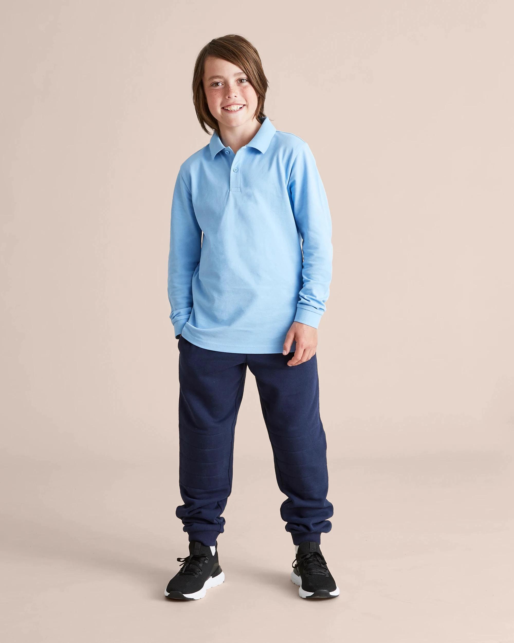 1 Target Long Sleeve Polo Top SKY BLUE, 1 of 8