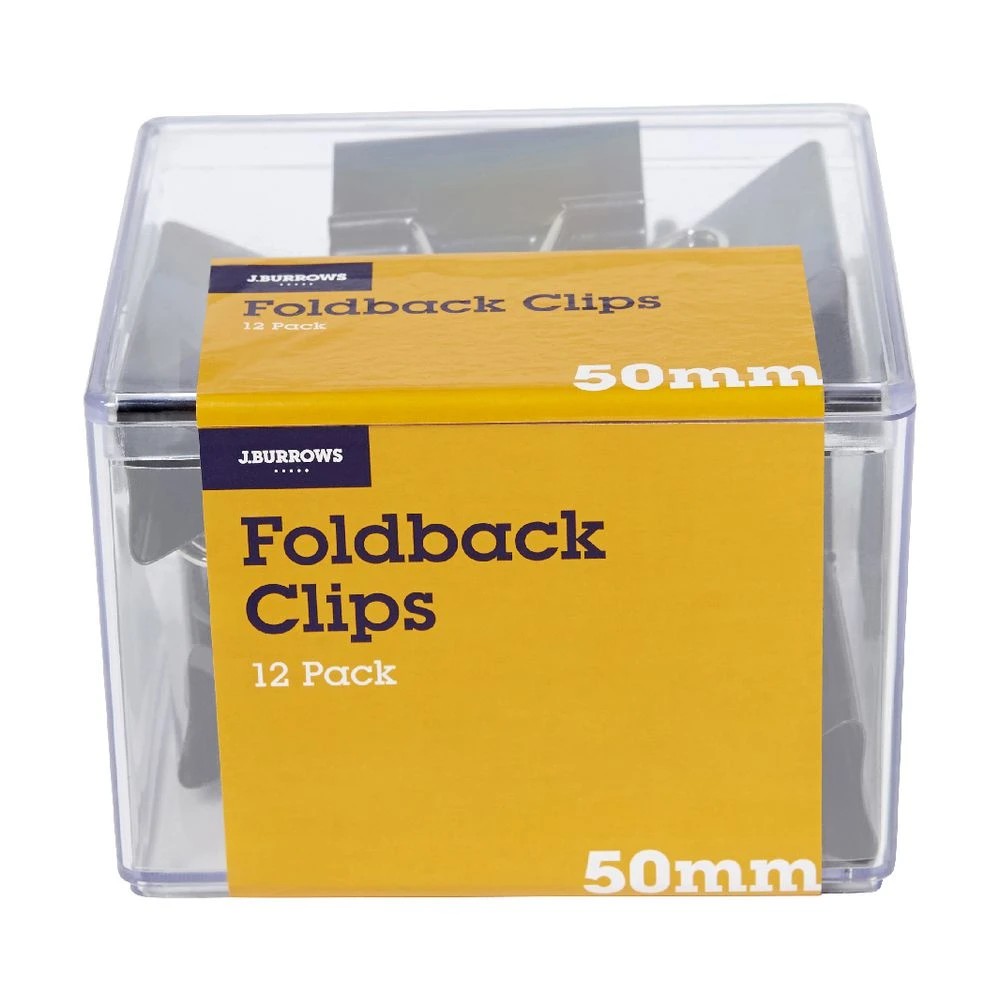3 J.Burrows 50mm Foldback Clips 12 Pack, 3 of 3