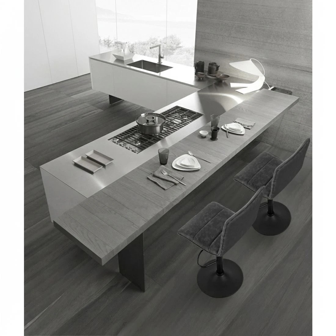 4 Artiss 2x Bar Stools Gas Lift Vintage Leather - Grey, 4 of 5