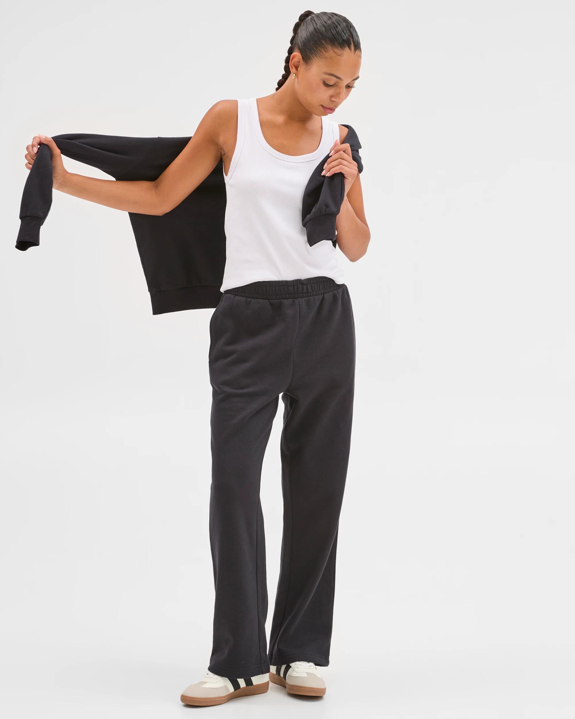 1 Target Active Active Australian Cotton Blend Straight Leg Fleece Trackpants BLACK, 1 of 5