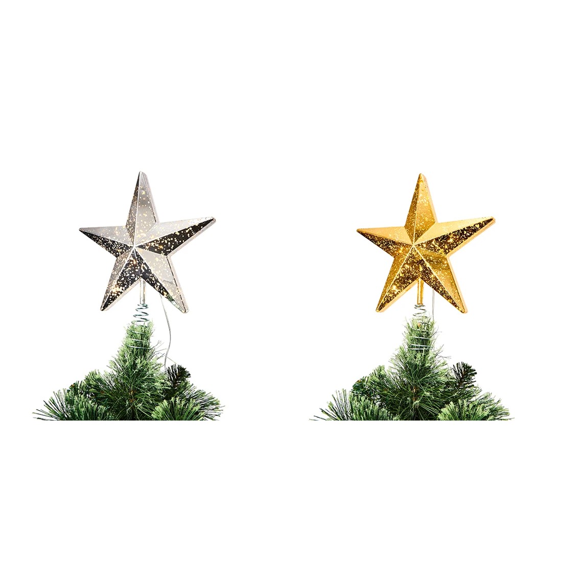 2 LED Light Up Faux Mercury Star Tree Topper - Assorted, 2 of 10