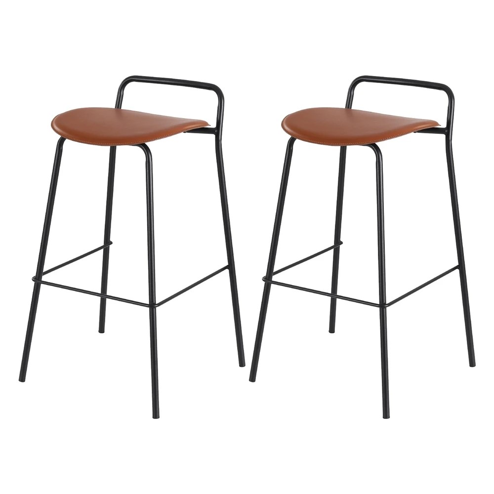 1 2x Artiss Bar Stools Kitchen Counter Stools Metal - Brown, 1 of 6