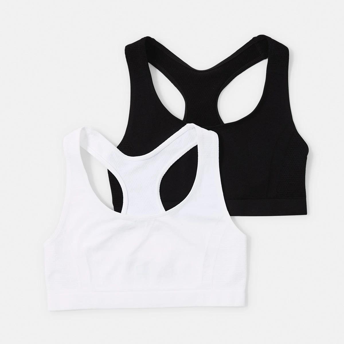2 2 Pack Seamfree Active Crop Top BLACK AND WHITE, 2 of 4