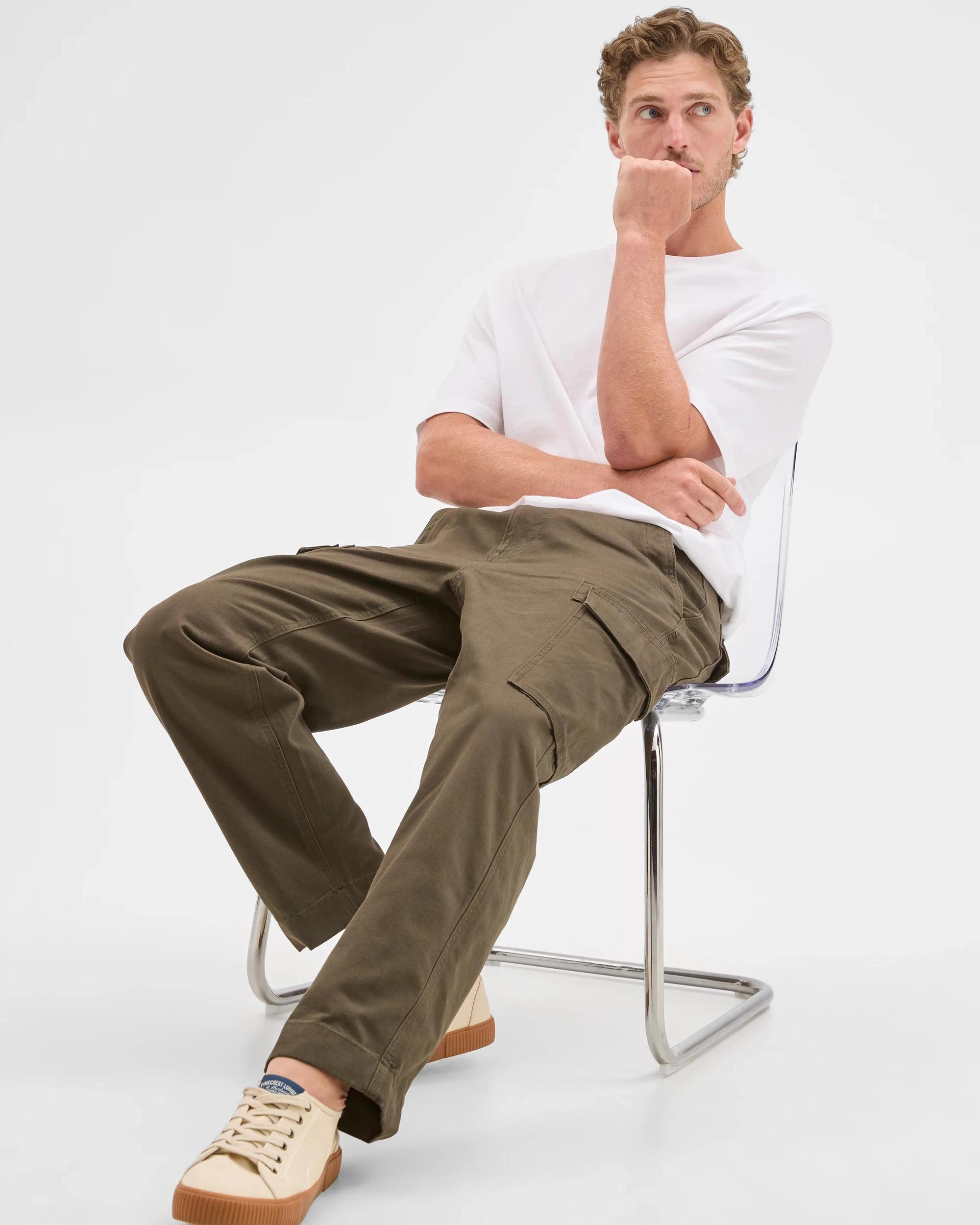 1 Target Man Australian Cotton Regular Fit Cargo Pants DARK OLIVE, 1 of 7