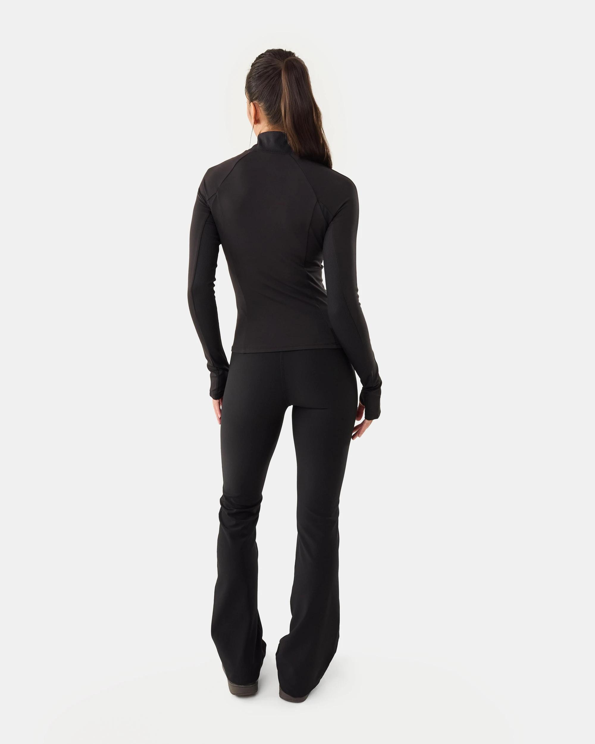 4 Active Womens Soft Rib Flared Leggings Black, 4 of 5