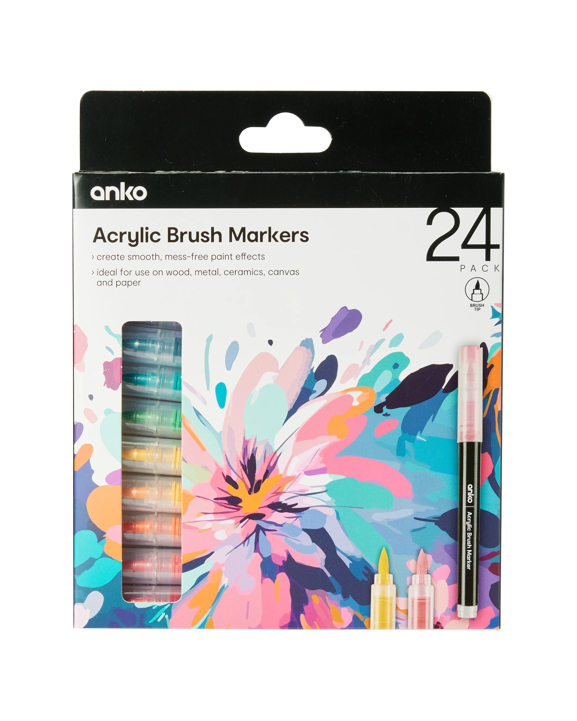 1 24 Pack Acrylic Brush Markers, 1 of 9
