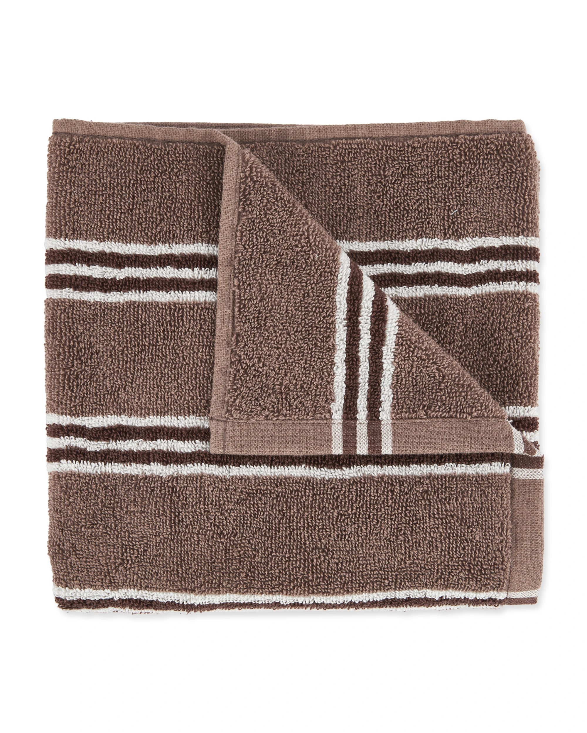 1 Stripe Cotton Hand Towel - Chocolate, 1 of 5