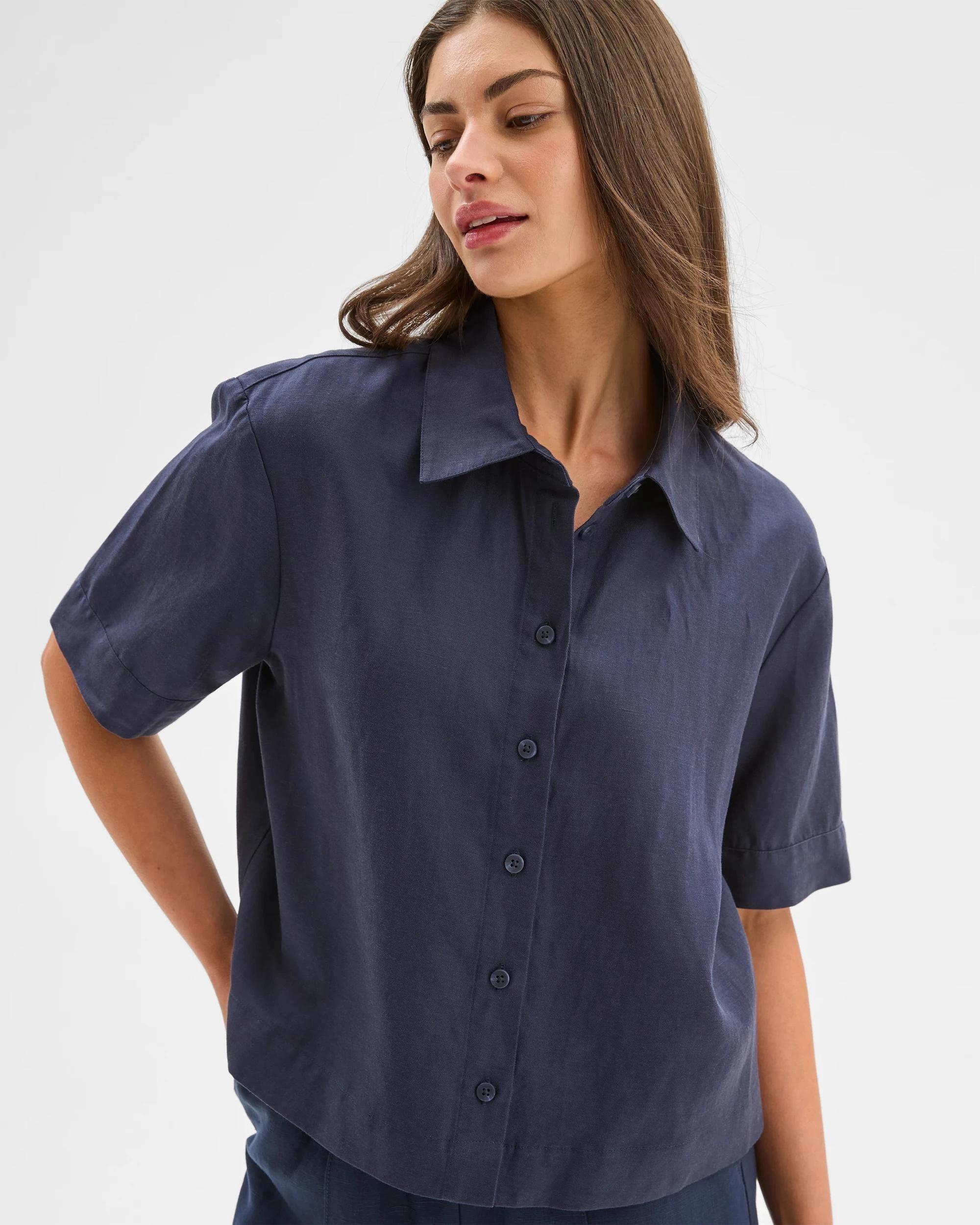 3 Target Petites Button Front Shirt NAVY BLAZER, 3 of 5