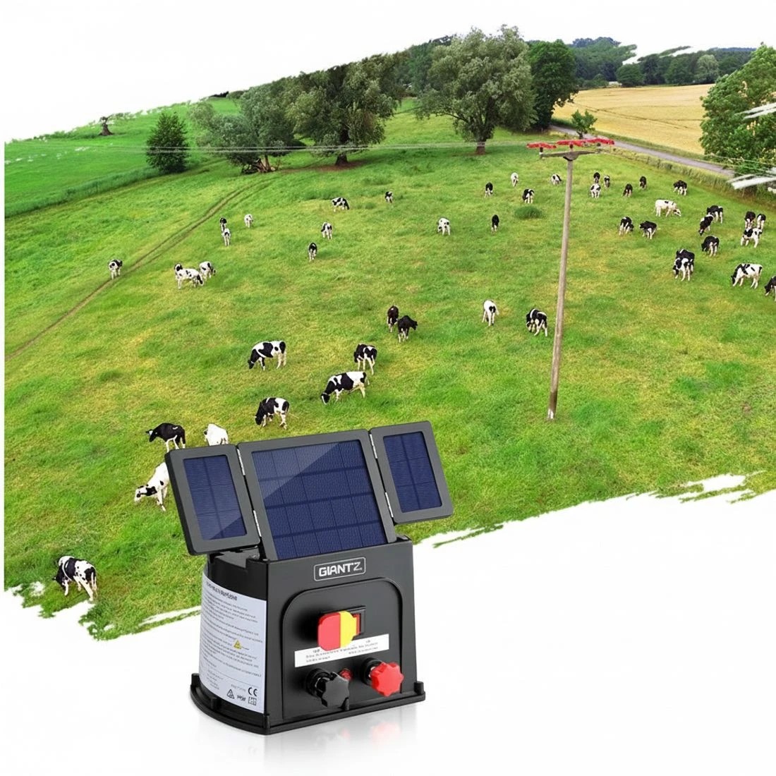 4 Giantz 8km Electric Fence Energiser PET Solar Energizer 0.3J - Black, 4 of 5