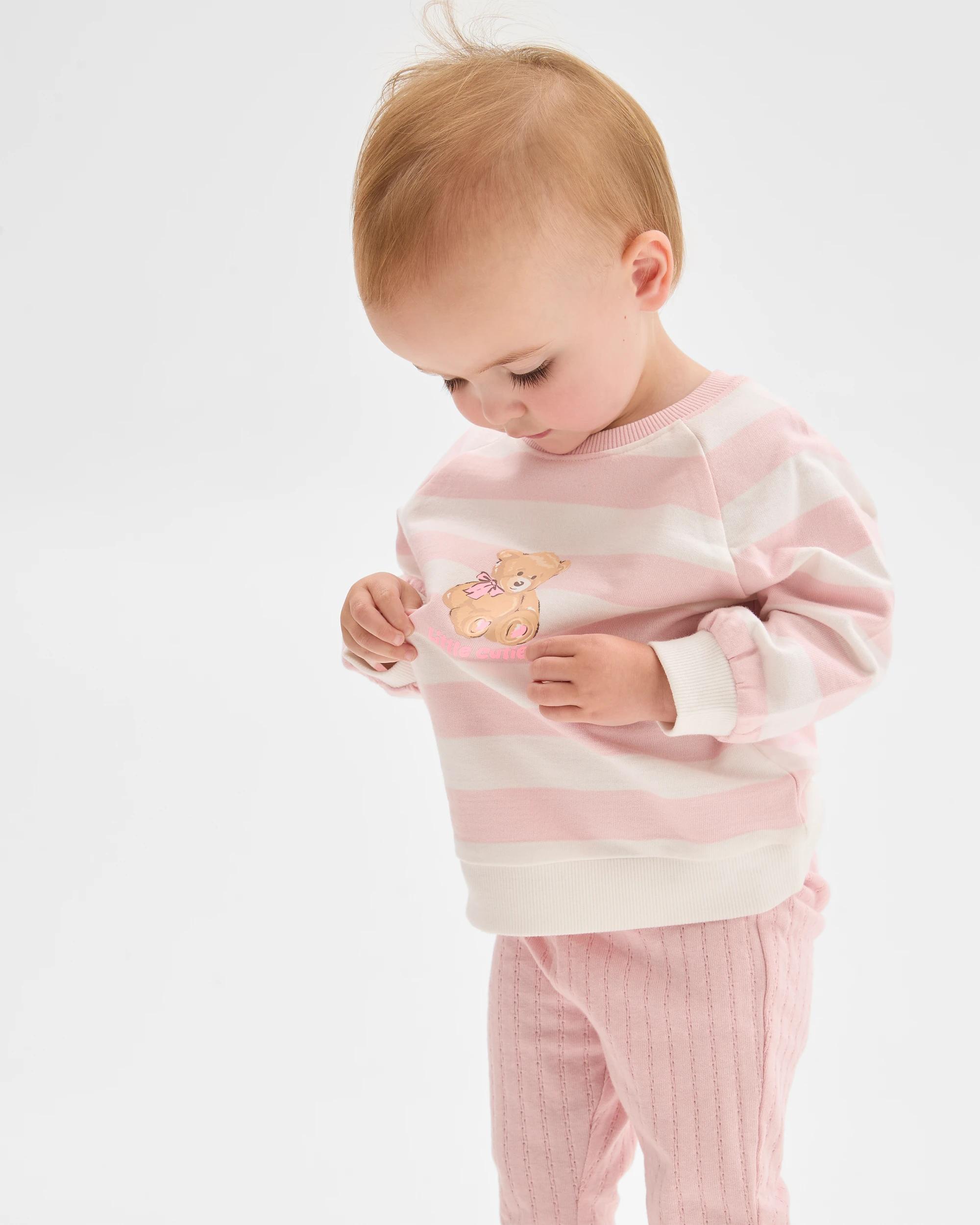 2 Target Baby Baby Organic Cotton Jumper & Flare Pants 2 Piece Set TEDDY STRIPE, 2 of 6