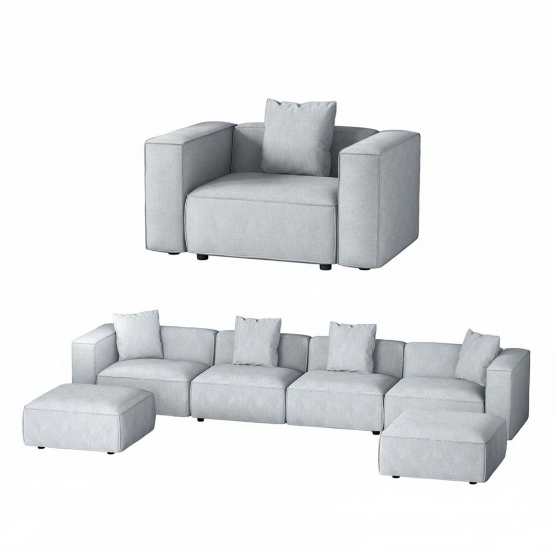5 Artiss Modular Sofa Chaise Set 5-Seater - Grey, 5 of 5