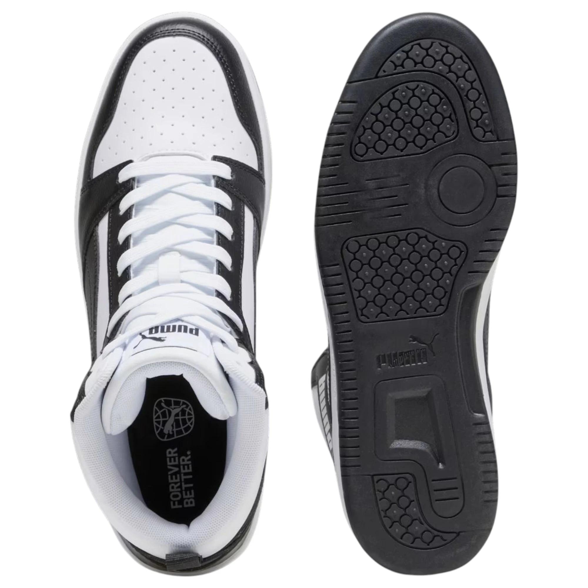 4 Puma Mens Rebound V6 Sneakers White/ Black Shoes MULTI, 4 of 8