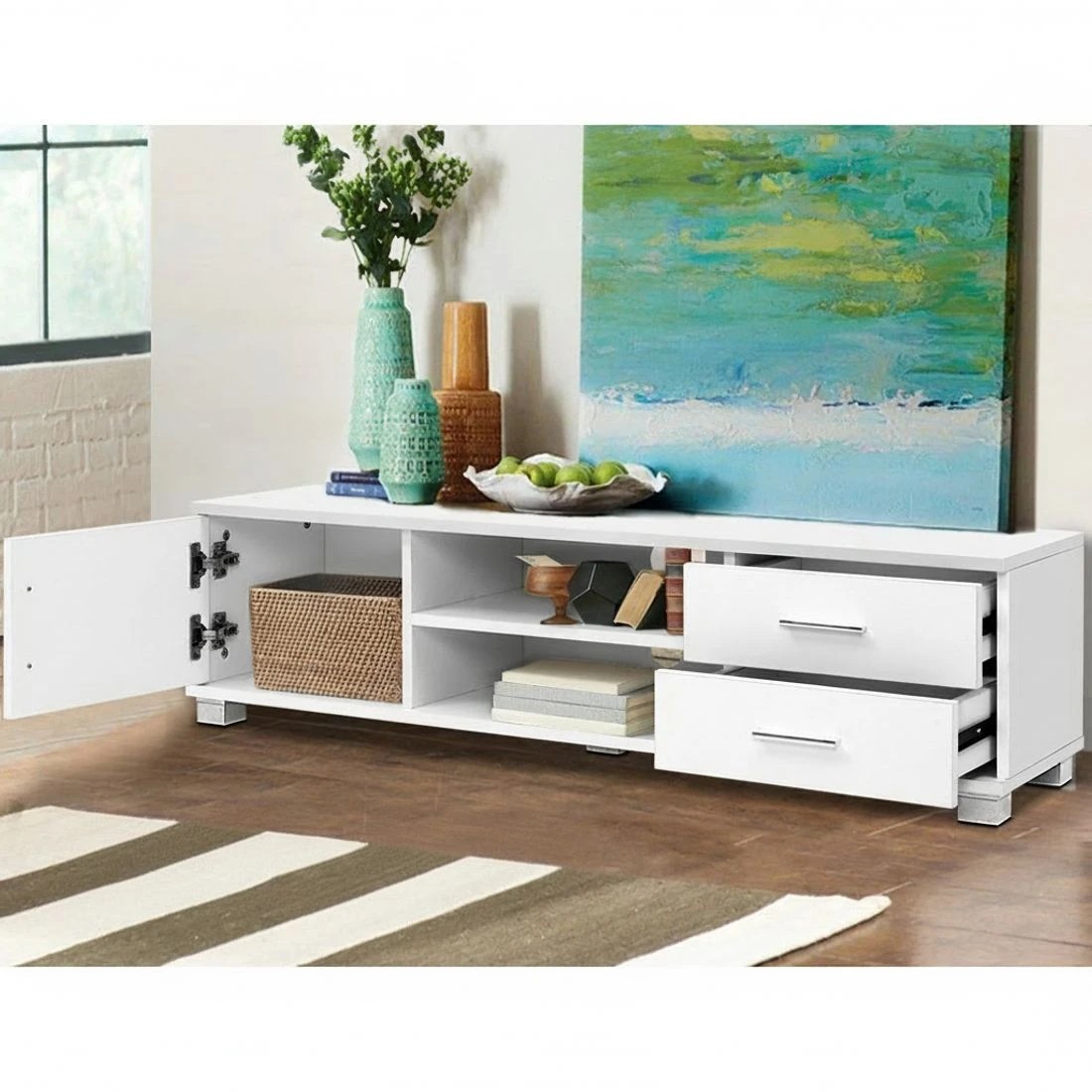 5 Artiss Entertainment Unit TV Cabinet 120cm Dylan - White, 5 of 8