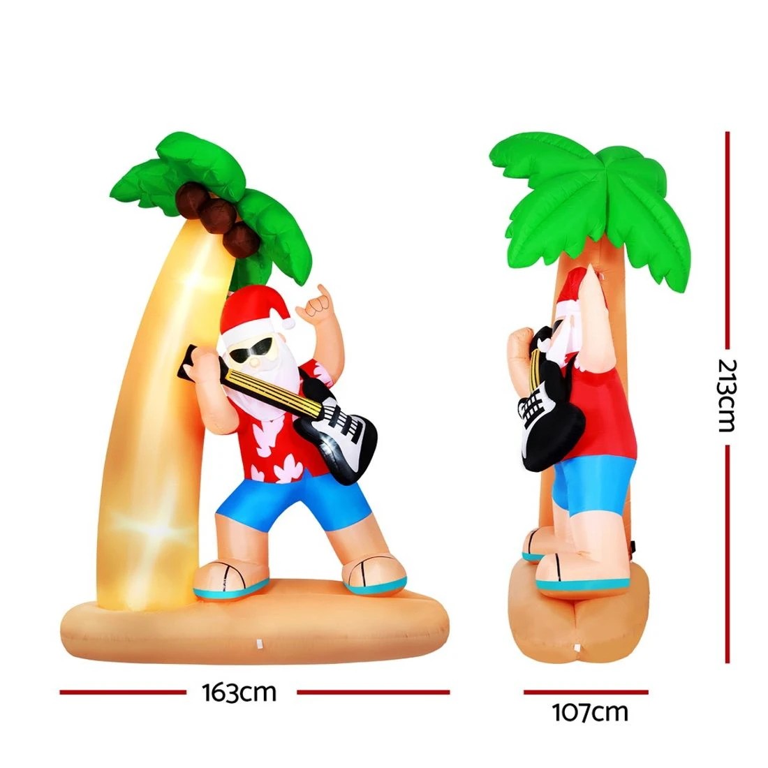 2 Jingle Jollys Christmas Inflatable Santa Guitar 2.1M Led Illuminated Decorations - Multi, 2 of 7