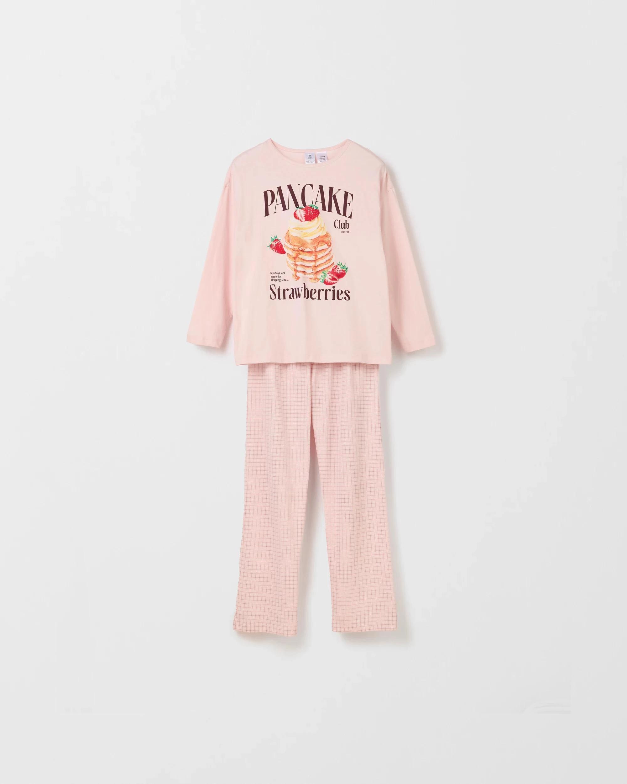 1 Target Kids Australian Cotton Older Girls Knit Pyjama Set PINK PANCAKE, 1 of 4