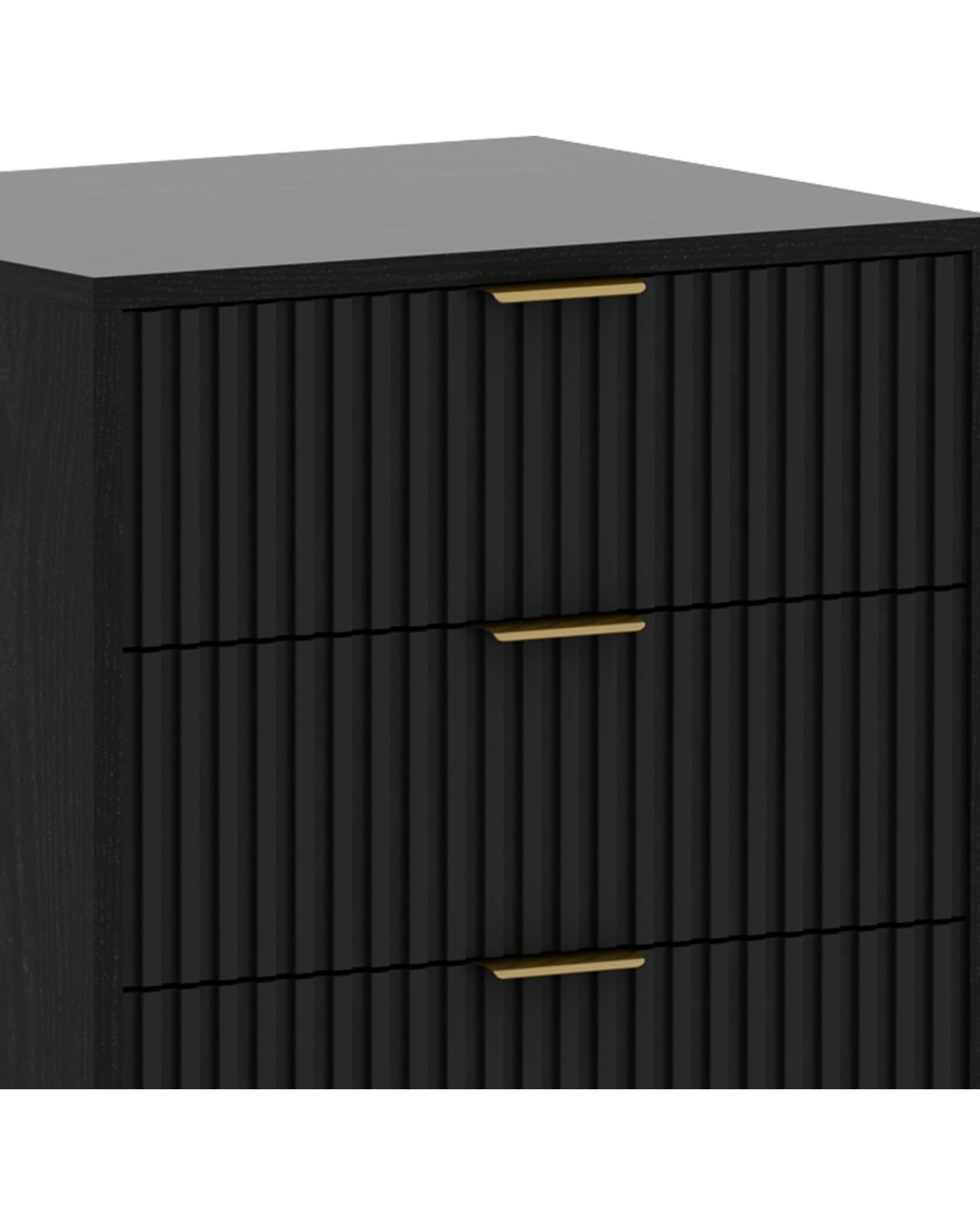 5 Sarantino Evelyn Bedside Table with 3 Drawers - Black, 5 of 6