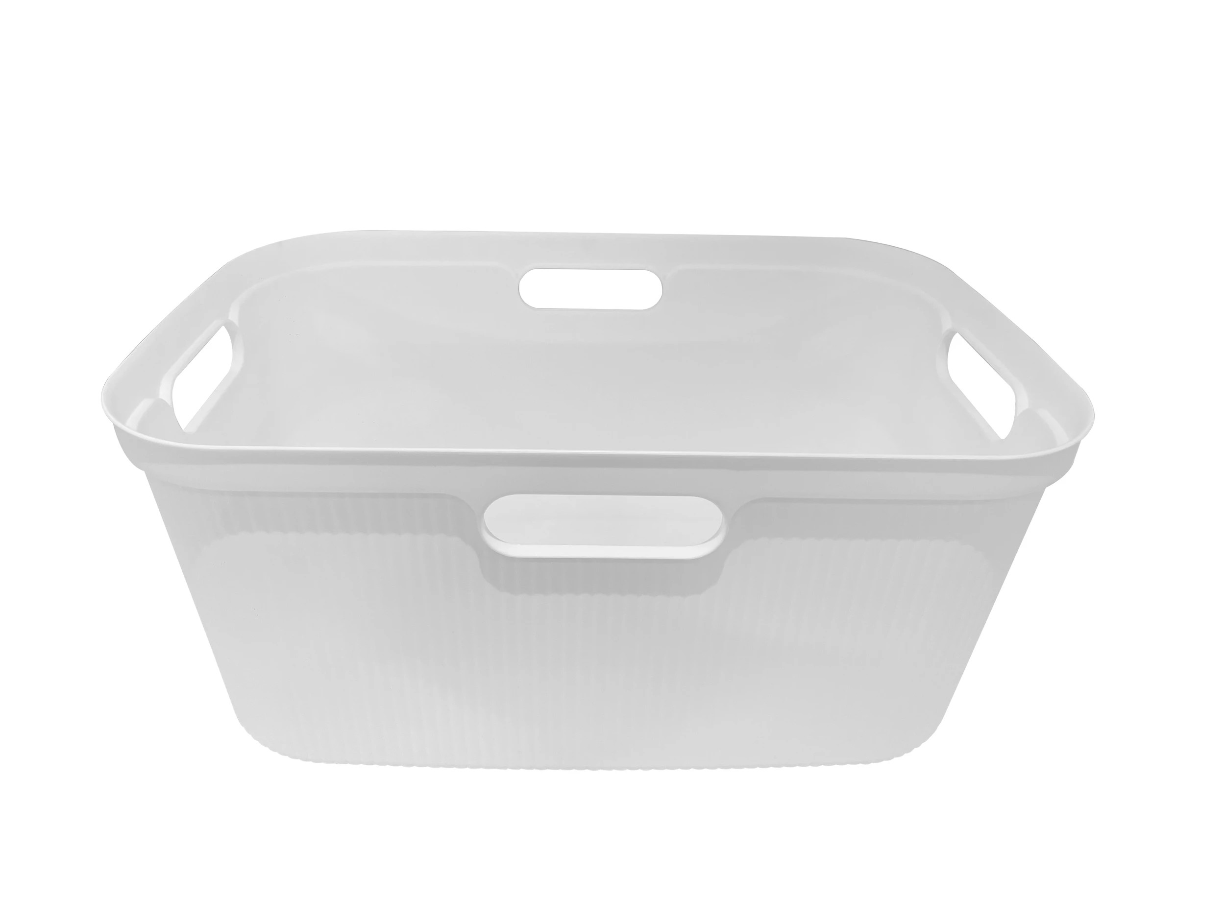 2 Ribbed Laundry Basket - White, 2 of 5