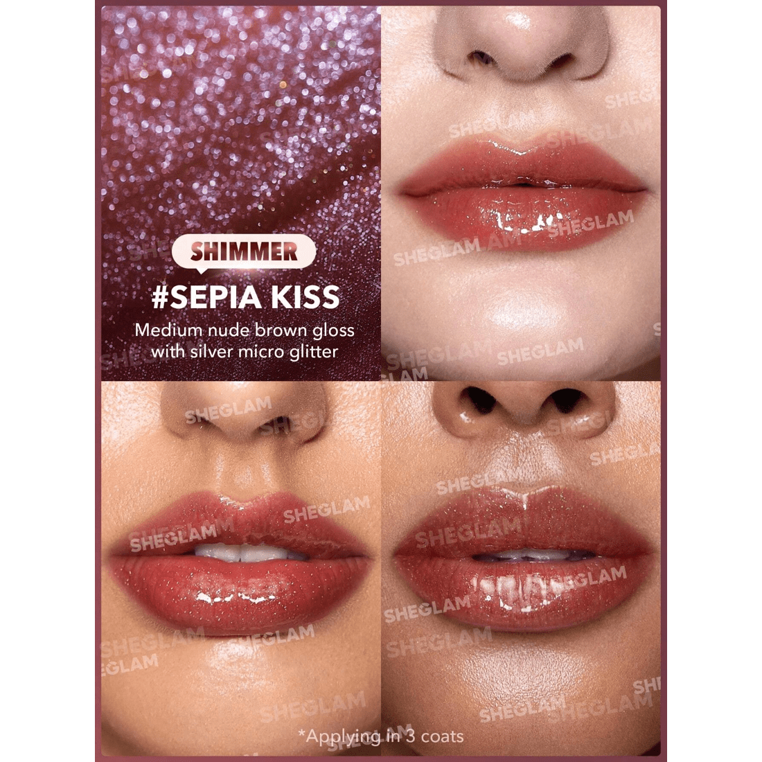 2 SHEGLAM Pout-Perfect Shimmer Lip Plumper - Sepia Kiss, 2 of 7