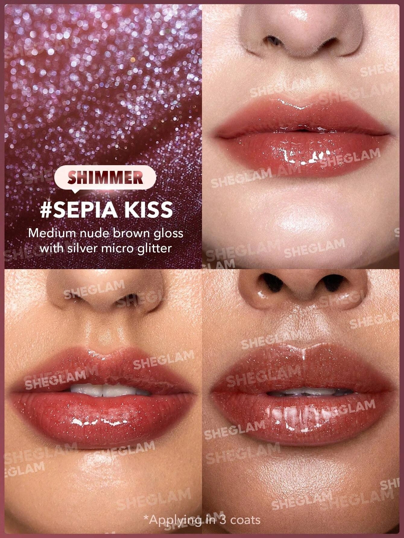 2 SHEGLAM Pout-Perfect Shimmer Lip Plumper - Sepia Kiss, 2 of 7