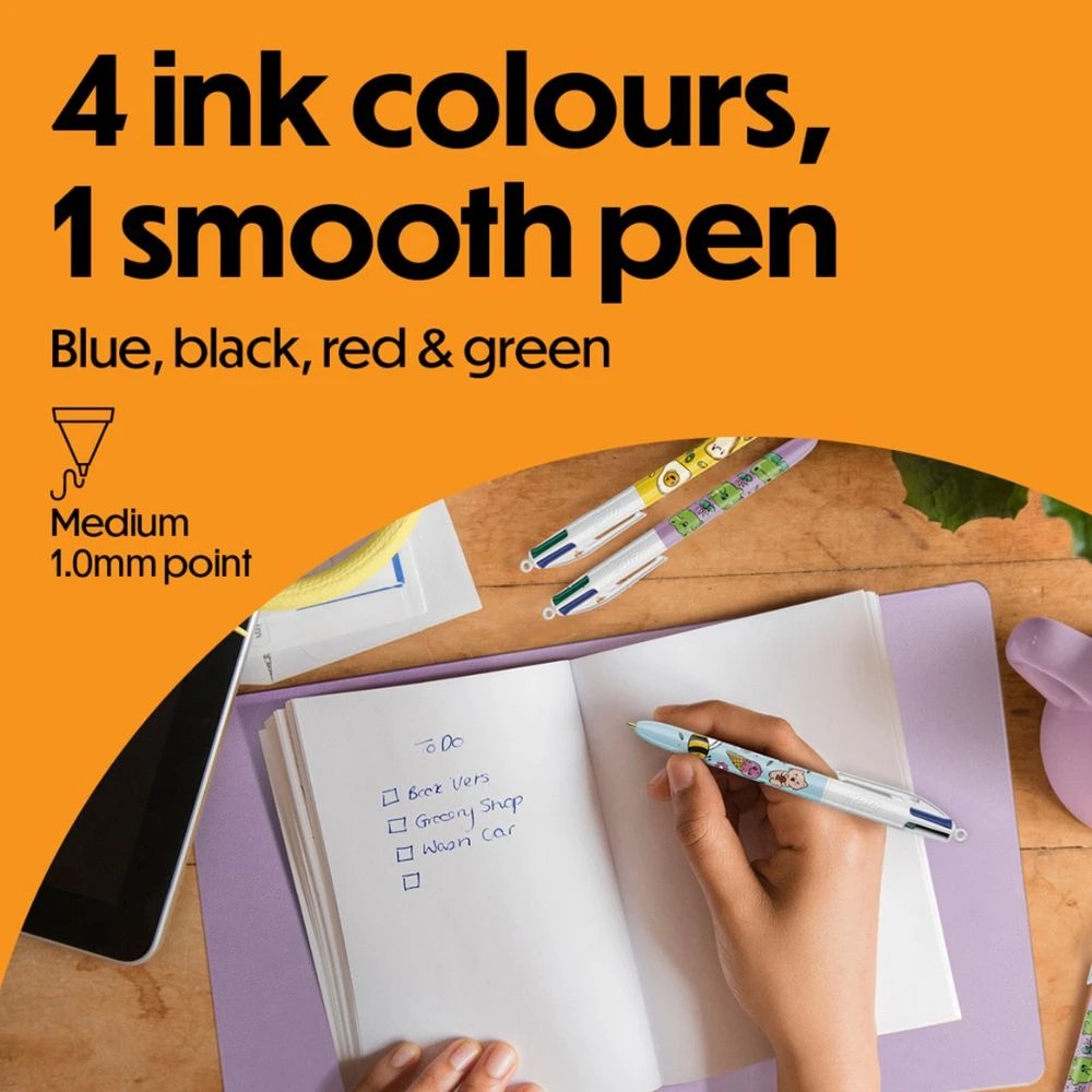 6 Bic 4-Colour Ballpoint Pen Kawaii 3 Pack, 6 of 8