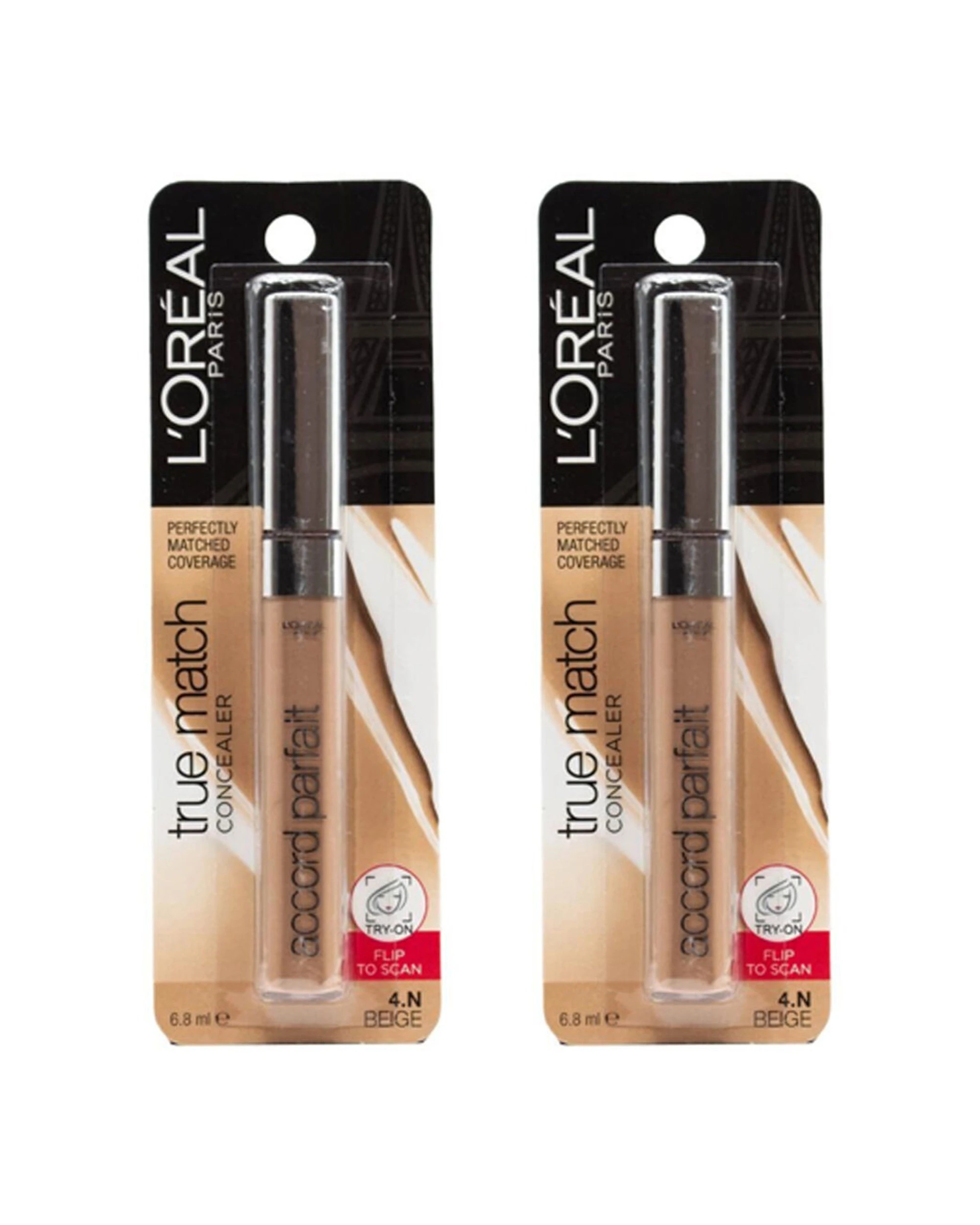 1 Loreal 2PK True Match Liquid Concealer Highly Pigmented Precise Application 4.N - Beige, 1 of 3