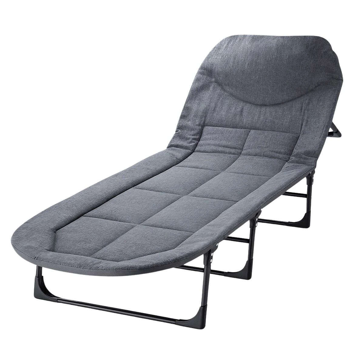 1 AUSWAY Folding Bed Cot Camping Lounger Sleeping Adjustable, 1 of 3