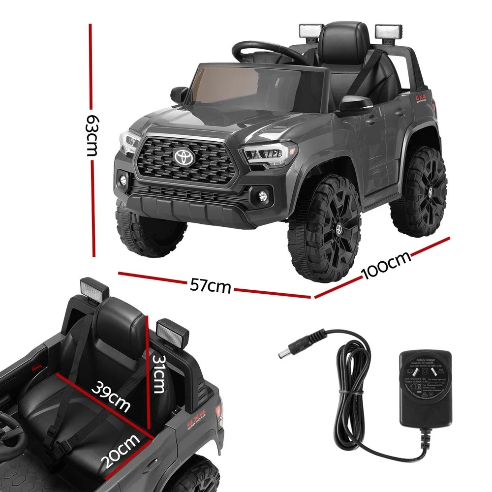 2 Kids Electric Ride On Car Toyota Tacoma Off Road Jeep Toy Cars Remote 12V - Grey, 2 of 5