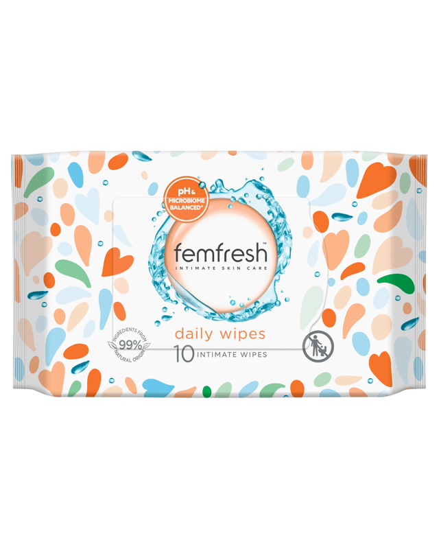 10 Pack Femfresh Intimate Skincare Daily Wipes - Aloe Vera and Calendula Extr