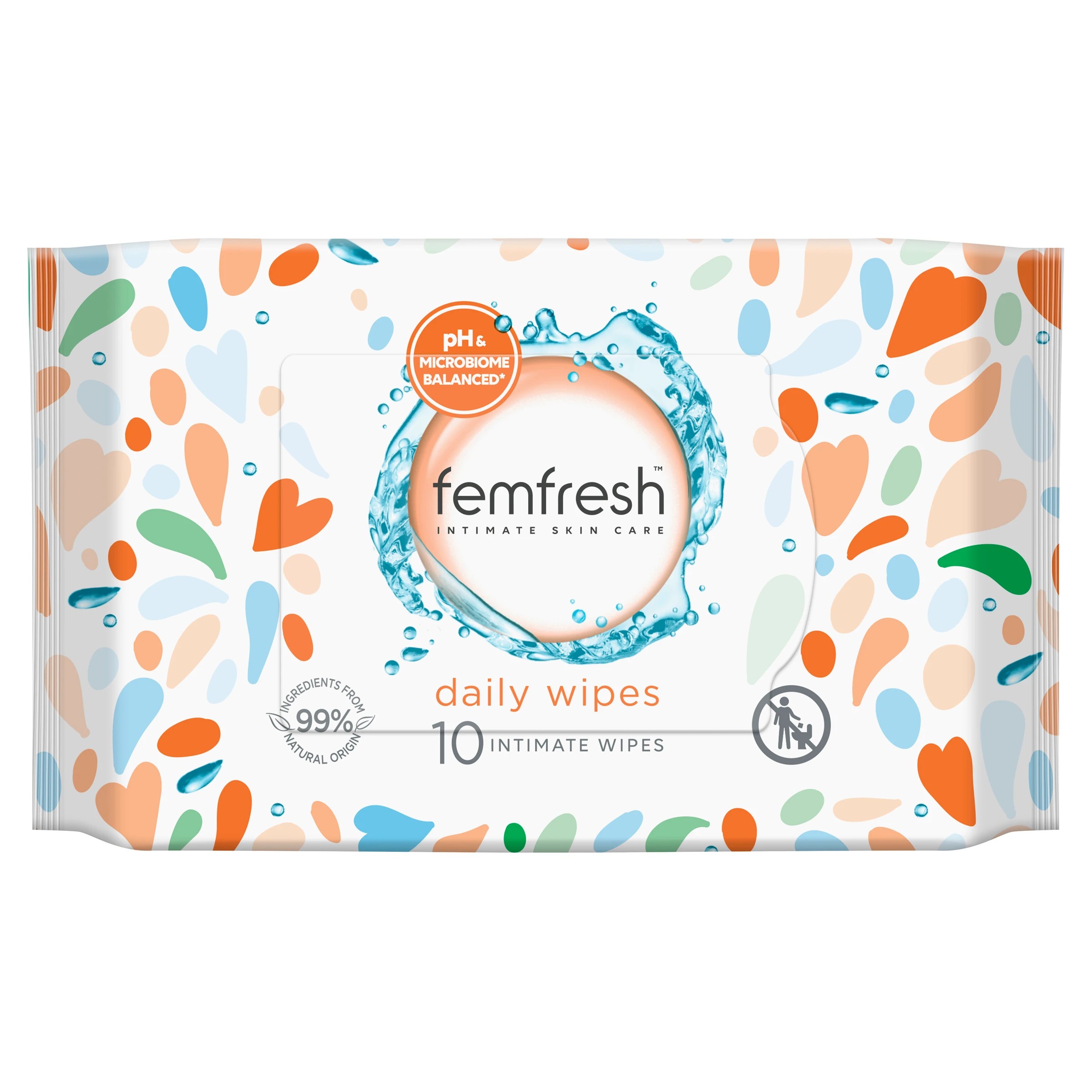 1 10 Pack Femfresh Intimate Skincare Daily Wipes - Aloe Vera and Calendula Extracts, 1 of 9
