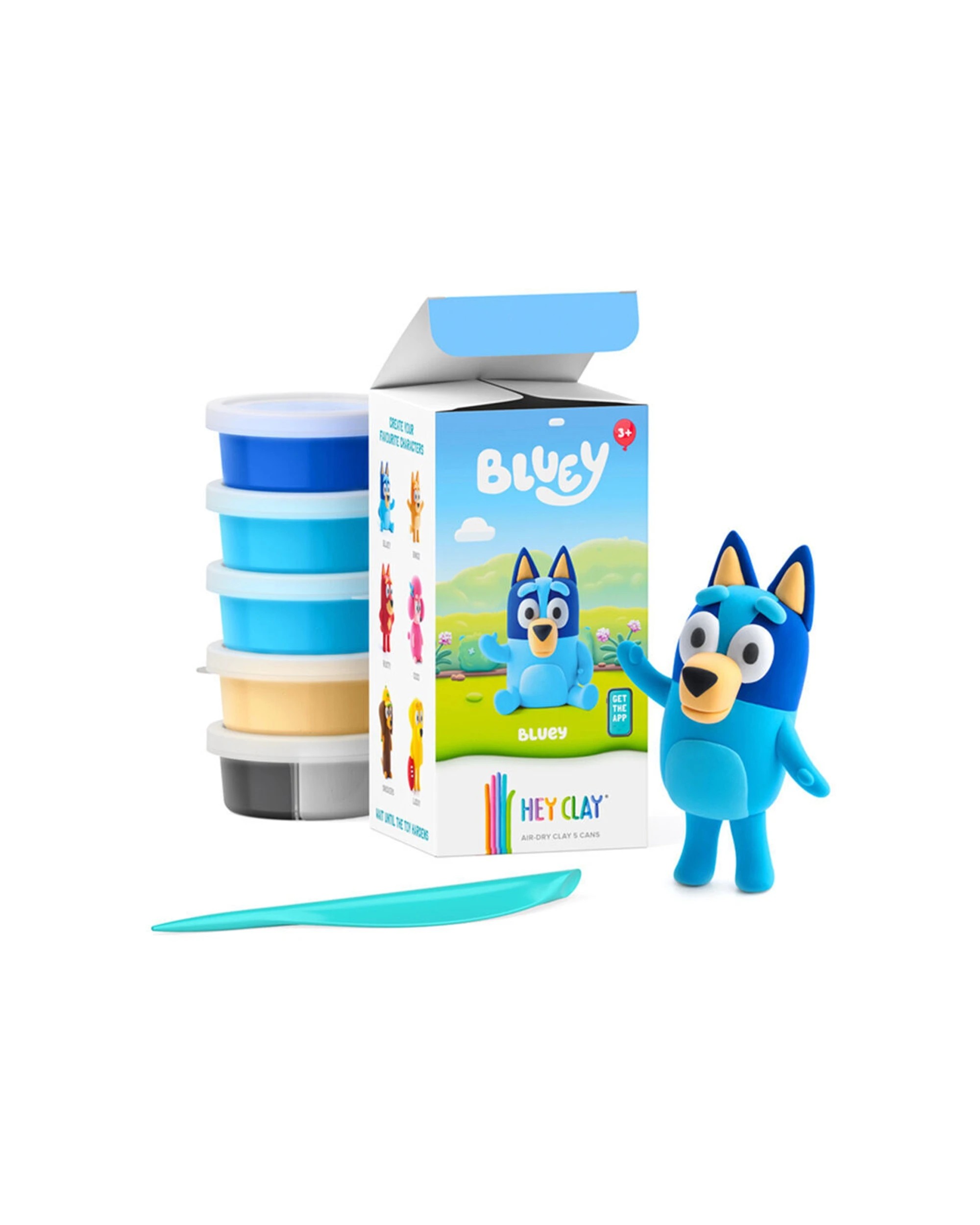 3 Hey Clay Bluey Single Character Kids Modelling Clay Set 5 Coloured Cans 4PK - Multi, 3 of 5