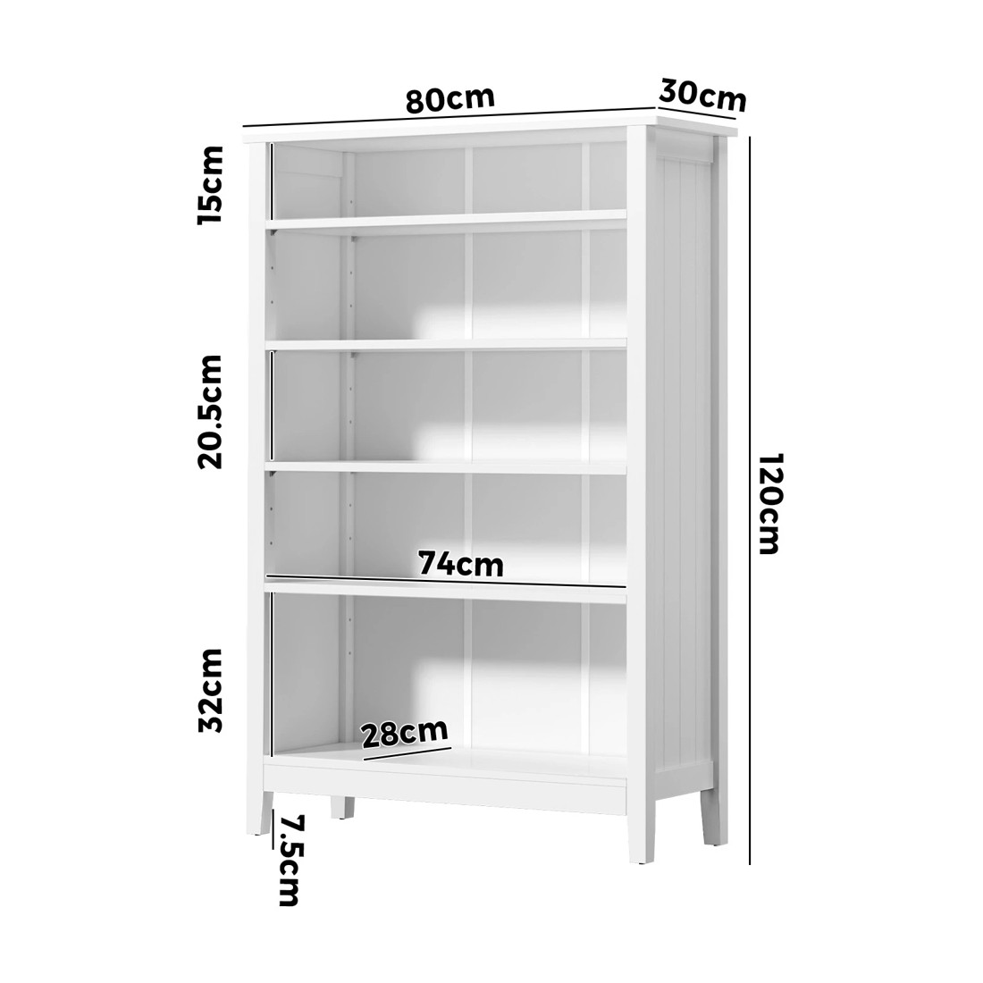 2 Oikiture Bookshelf Bookcase Display Shelf 5-tier Storage Cabinet
 - White, 2 of 7